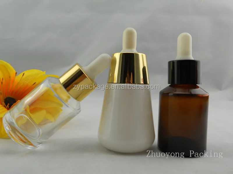 Factory Wholesale 30ml 50ml bell shape glass dropper bottles Cone shape white essential oil bottle perfume serum bottles