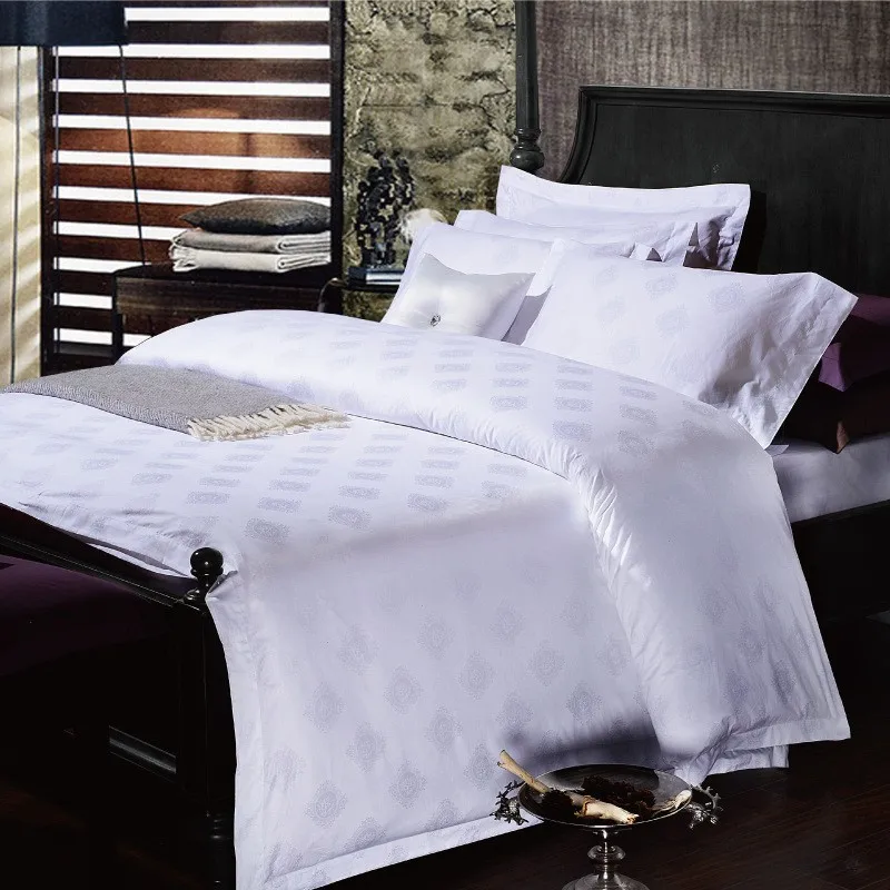 plain white cotton hotel bed linen 4pcs hotel resort bedding set