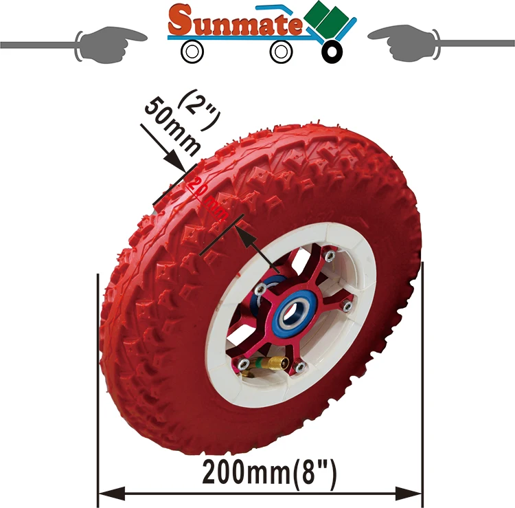 New Design 8 inch Electric Skateboarding Parts Alloy Hub Mountain Road Pneumatic Rubber Tire Scooter Wheel 200x50mm