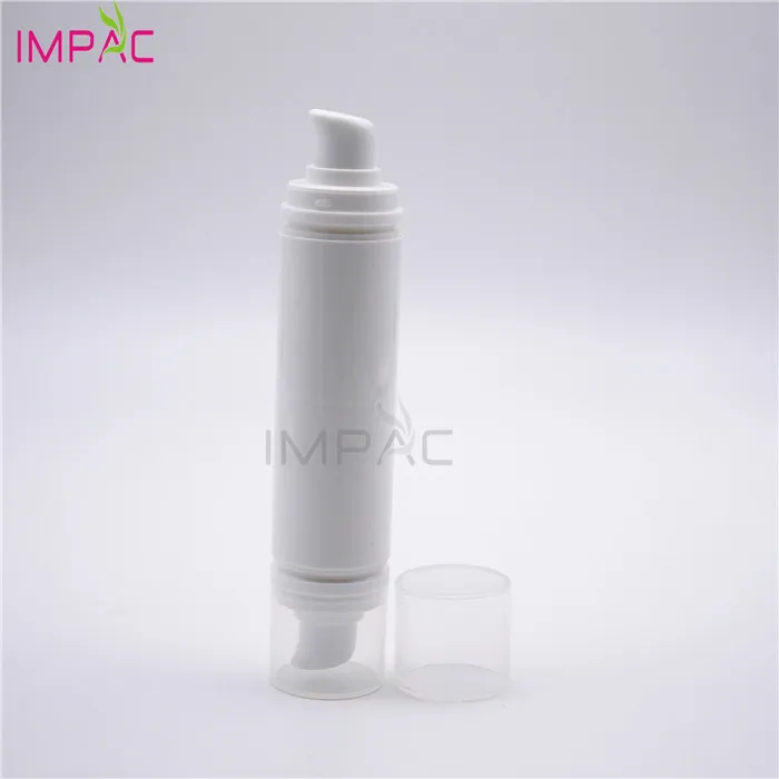 travel pocket airless white cylinder dual chamber dispenser bottle for skin care gel