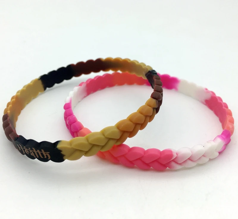 2023 Fashion women silicone wristband wrist band customized rubber round weave bracelet