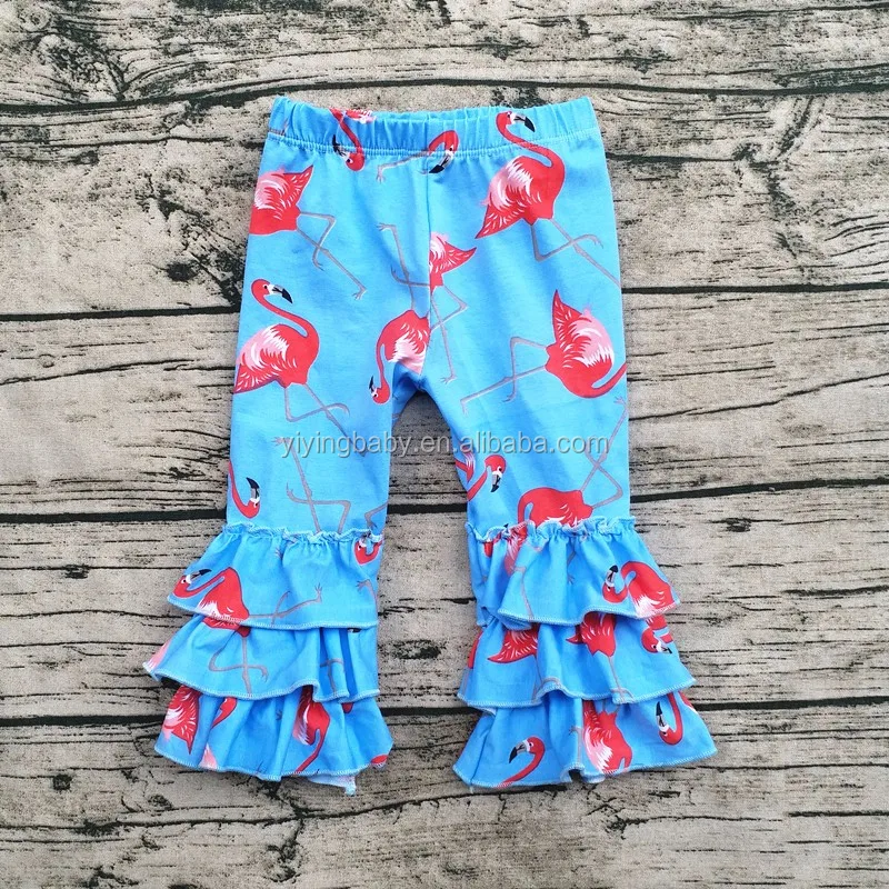 Super cute style girls icing leggings printed wholesale baby ruffle pants children fashion pants