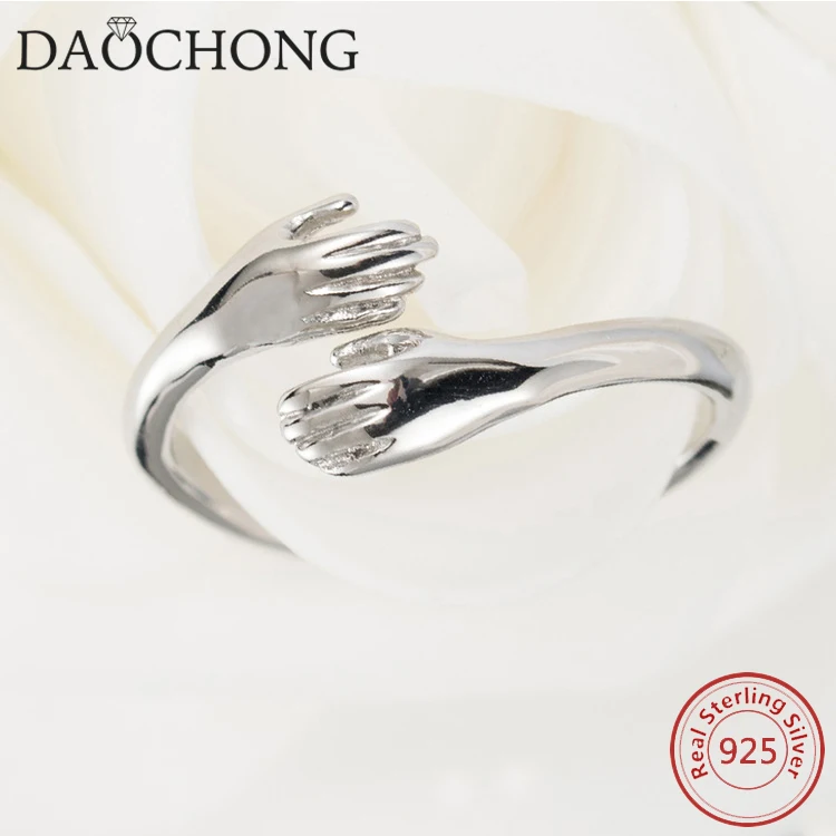 cheap wholesale promise series jewelry adjustable 925 sterling silver give me a hug ring