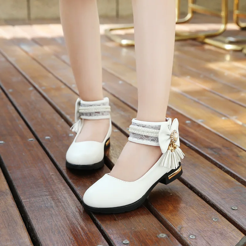 or10886h Spring autumn new model children shoes girls kids little high heel leather shoes