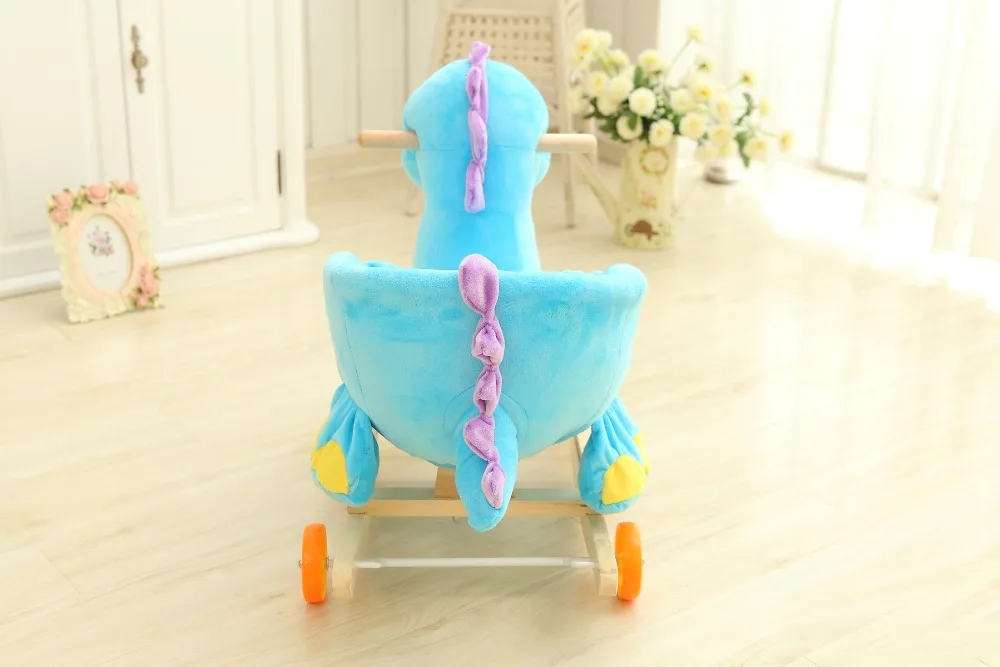 OEM/ODM Индивидуальные синие мягкие музыкальные плюшевые динозавры детские кресла-качалки игрушки с настоящей лошадью и золотым звуком