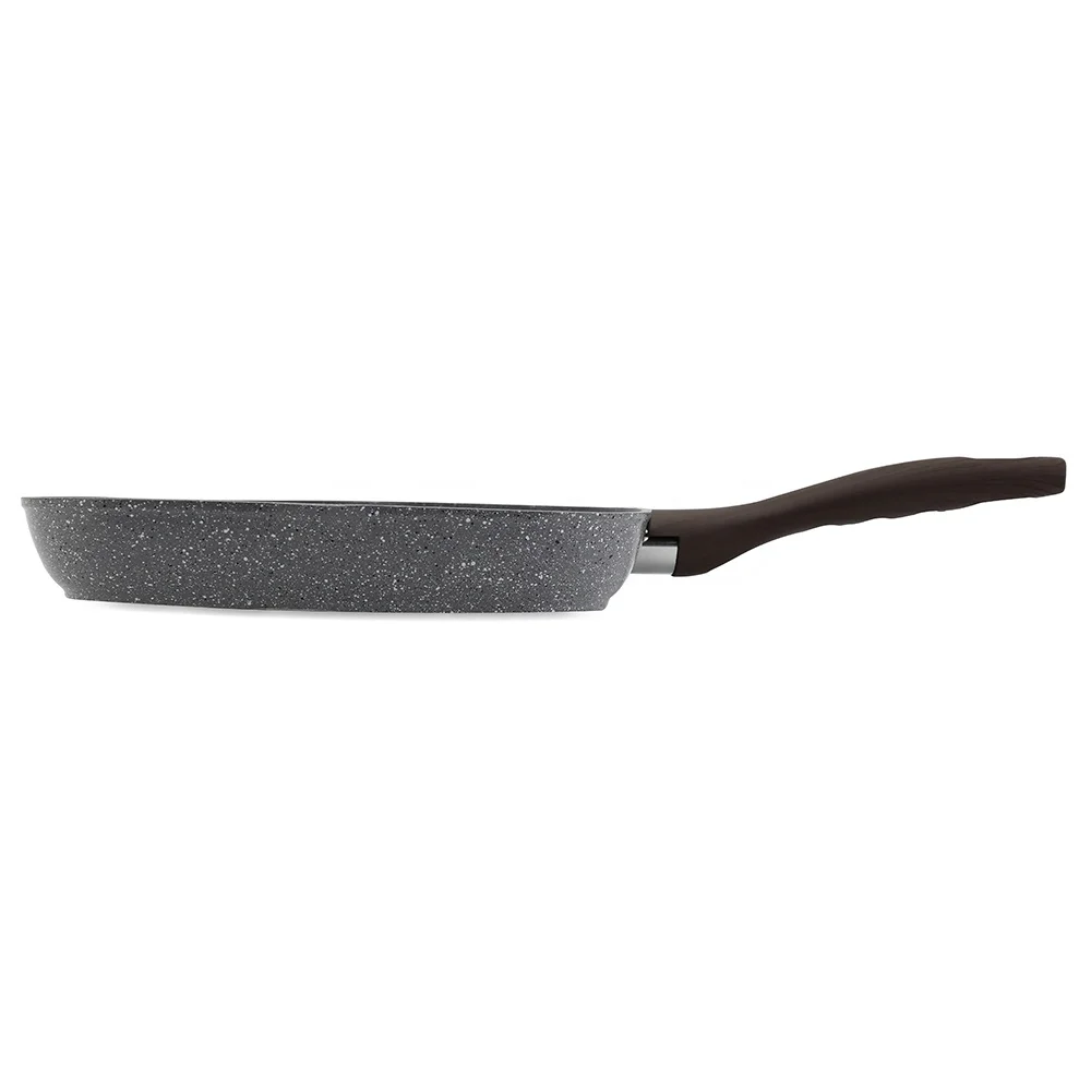 
Aluminum forged square grill pan with light grey non stick marble stone coating and wooden coating handle 