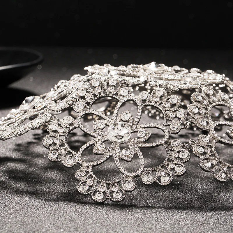 Vintage Silver Prom Pageant Round Crowns Rhinestone Flower Bridal Hair Jewelry Bridal Headpiece Tiara Wedding Hair Accessories
