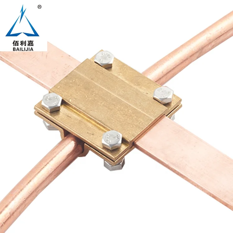 Shaoxing Bailijia Brass Manufacture Lightning Protection Earthing Using Conductor Joint Square Clamp