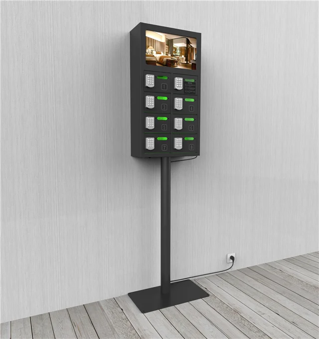 Coin Operated 8 Bay Charging Locker with LCD screen 5V 1.8A output for Samsung and iPhone X