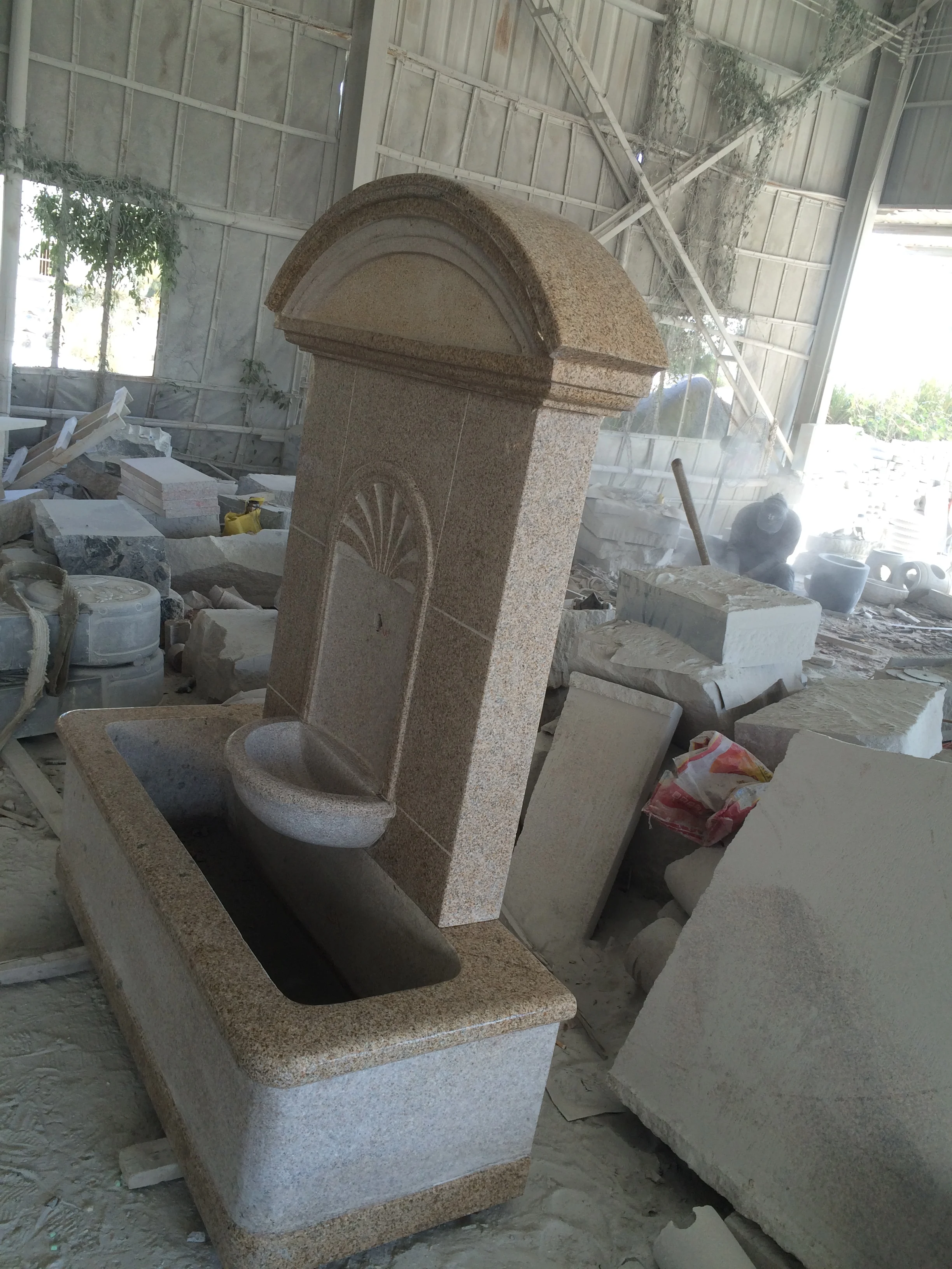MAF222 Marble Stone Antiqued Finished Waterfall Wall Fountain