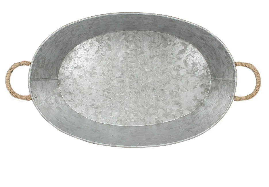 Country Rustic Metal Oval Galvanized large beer beverage cooler tub