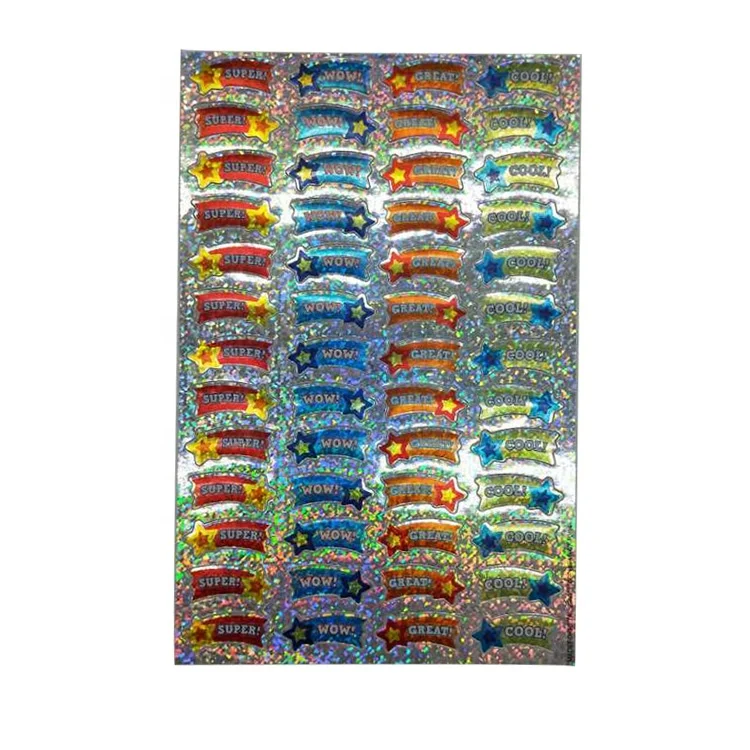 Wholesale Custom Printing Private Cute Cartoon Star Kids Vinyl Glitter Sticker Sheet for Children