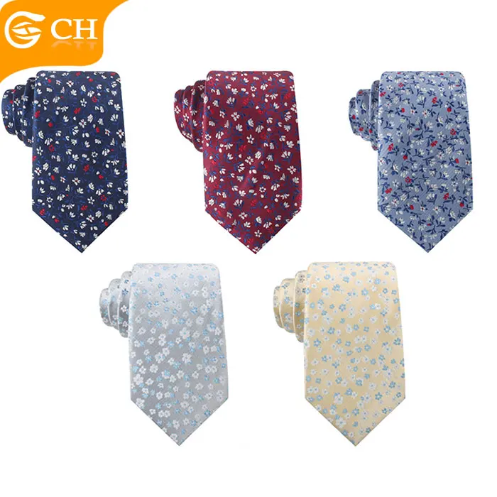 Новейшие популярные мужские галстуки из полиэстера и жаккарда с цветочным дизайном на заказ