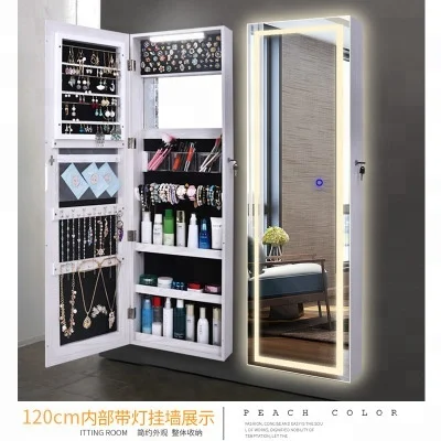 Bedroom wall mounted dressing floor standing LED rotating mirror jewelry cabinet over the door jewelry armoire mirror cabinet
