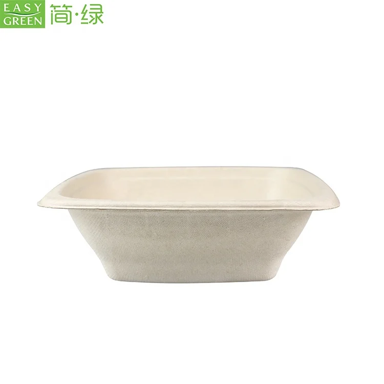
Easy Green Disposable Square Sugarcane Bagasse Pulp Bowls Biodegradable With Lid 