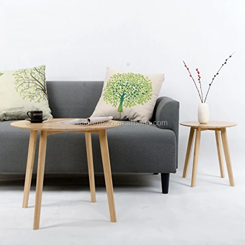 Экологически чистый современный круглый стол, четырехногий бамбуковый столик для кофе