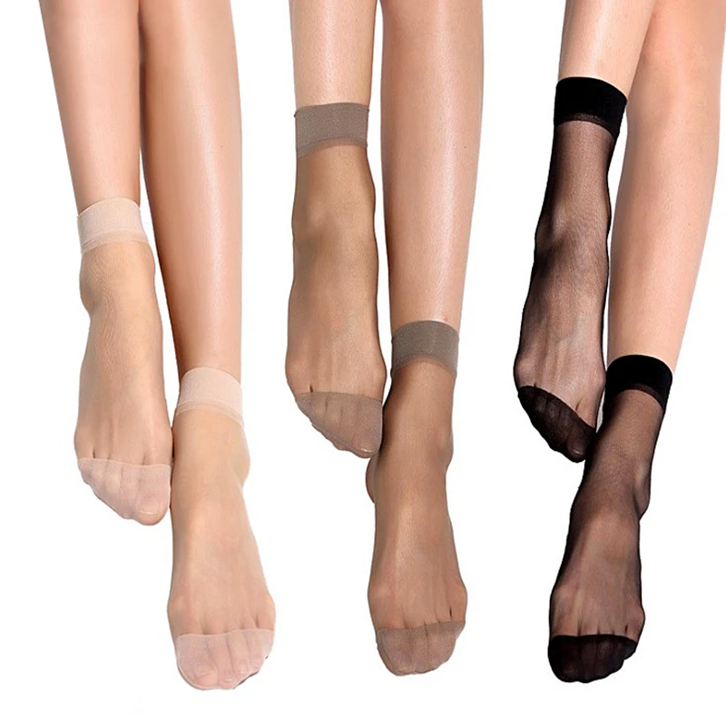 250 Pairs Black Skin Color Summer Thin Crystal Transparent Silk Girl Women Ankle Socks