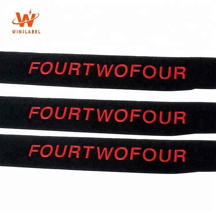 Customized Brand Name Soft Hook and Loop Back to Strap with 3D Raised Silicone Embossed Logo