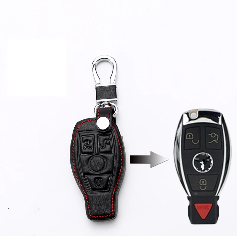 leather car key cover keychain case for Mercedes benz CLS CLA GL R SLK AMG A B C S class Remote holder accessories