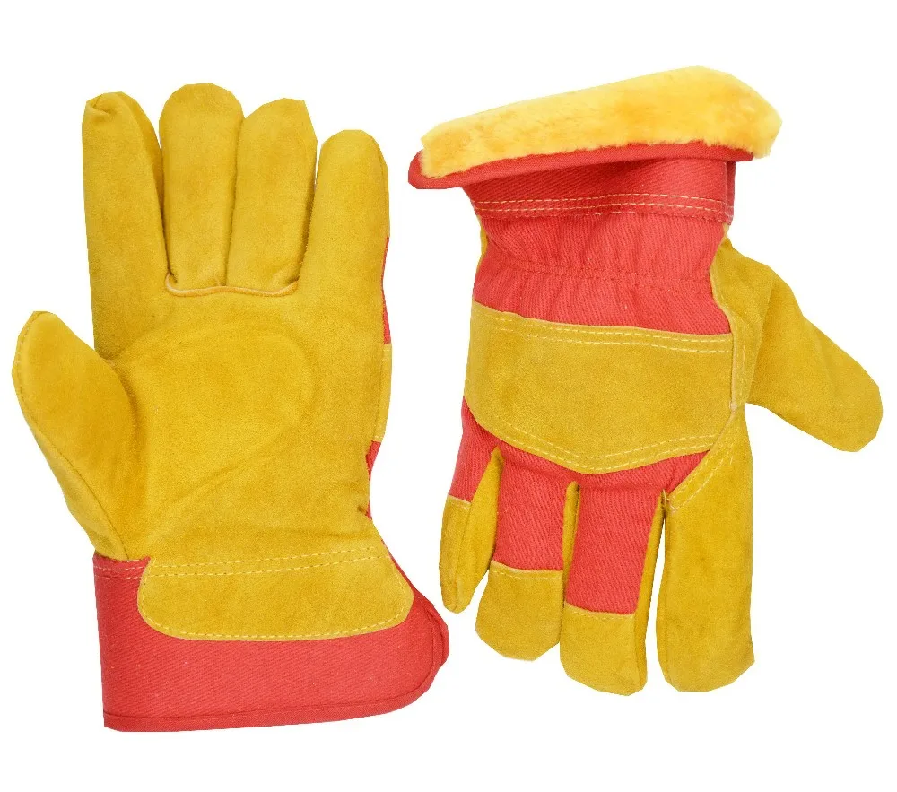 Сверхпрочные роскошные мужские перчатки PRISAFETY из коровьей спилковой кожи с двойным латексным поролоновым покрытием зимние защитные рабочие