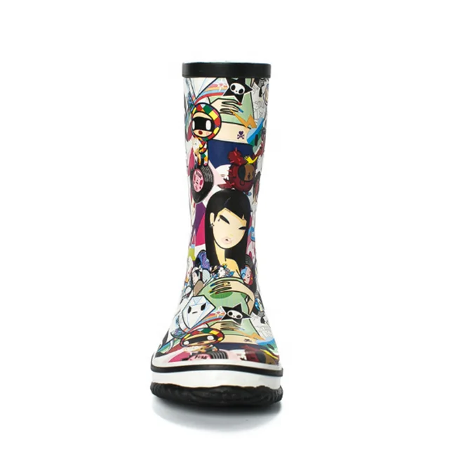 Hot selling Hot Sale Korean fashion graffiti cartoon rain shoes for sext ladies waterproof antislip rubber boots