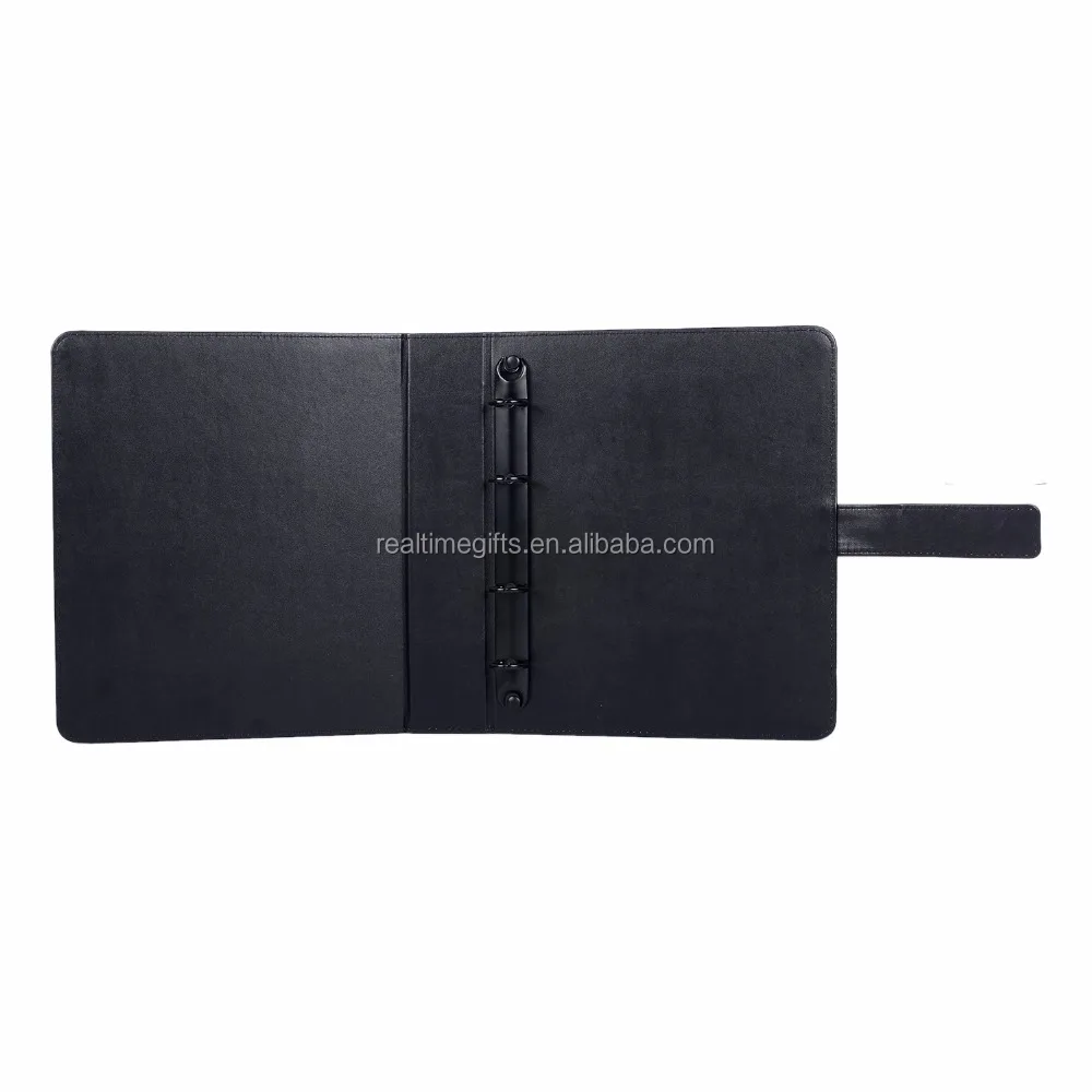 Fashion Large Capacity PU Leather Document Folder With Metal Binder For Conference