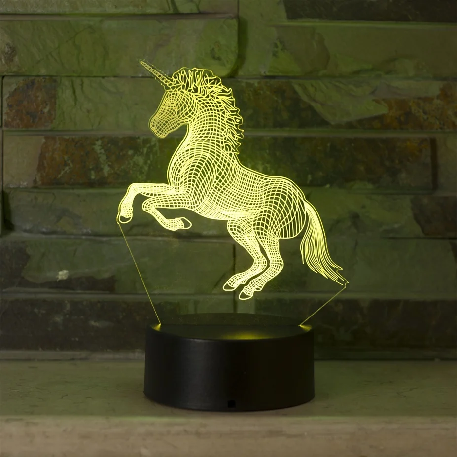 3d Illusion Led Unicorn Night Light