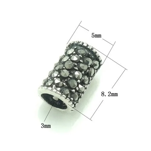 XD KM369 Many Sizes Thailand 925 Sterling Silver Marcasite Jewelry Tubes