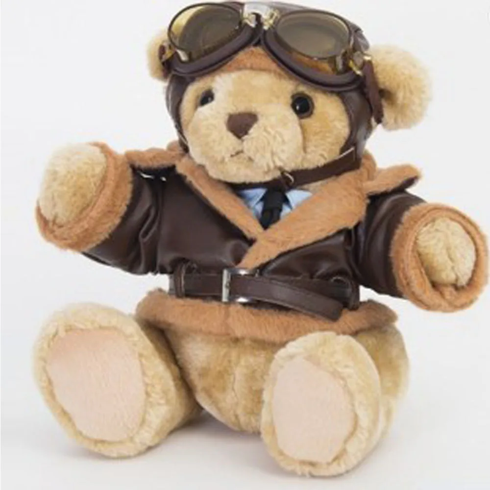wholesale custom handmade cute stuffed uniform bear aviator teddy bear plush toy
