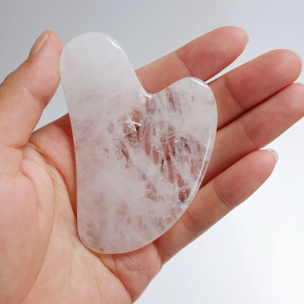Clear Quartz Jade Roller and White nephrite Gua sha for facial massage