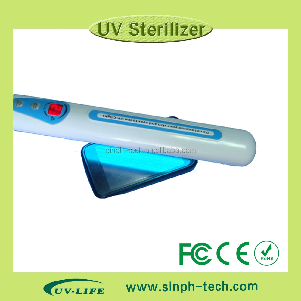 
Portable UV Light Sanitizer Ultraviolet Light Wand Rechargeable UVC Disinfector Timing Lamp Usb White ABS 5V L363 X W46 X H37 Mm 
