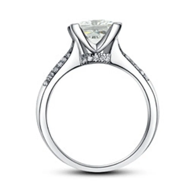 XEYJZ038 High Quality Luxury Shiny Hearts And Arrows Big Square Stone 925 Stamped Silver Ring Copper Engaged Women Wedding Ring