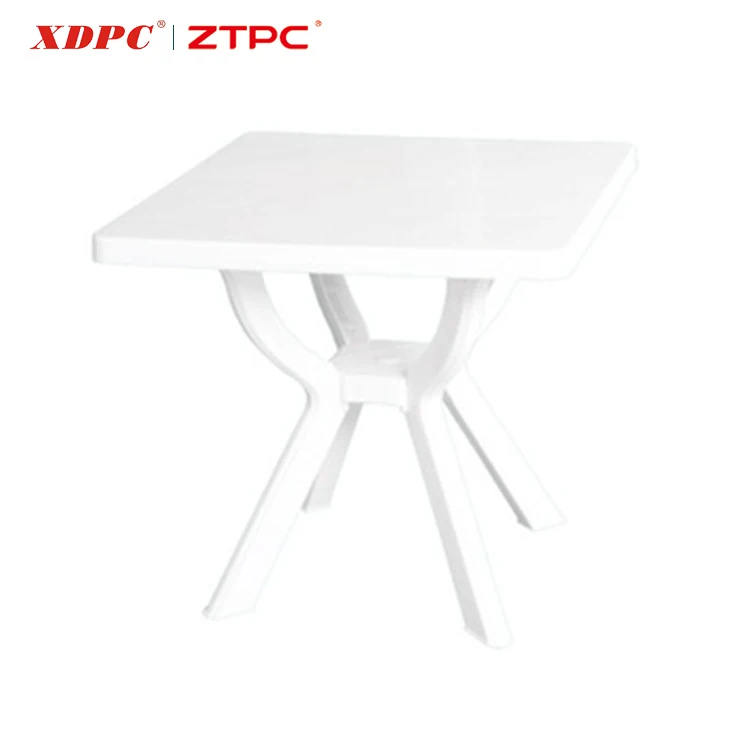 Outdoor plastic square white color folding table with removable legs