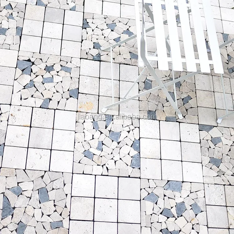 Foshan supplier building material interlocking floor natural travertine stone DIY mosaic deck tile