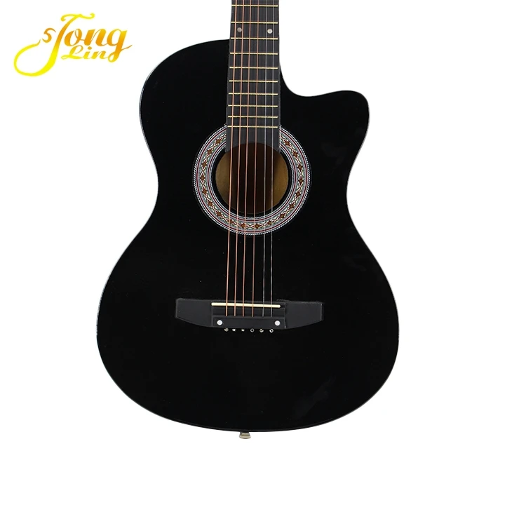 Full black round back  acoustic guitar with free hard case