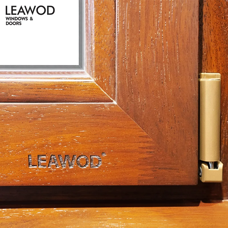 High-end Custom Timber Aluminum Windows For House Wood Thermal Break Aluminum  Grill Window Design with Silver Low-E Glass