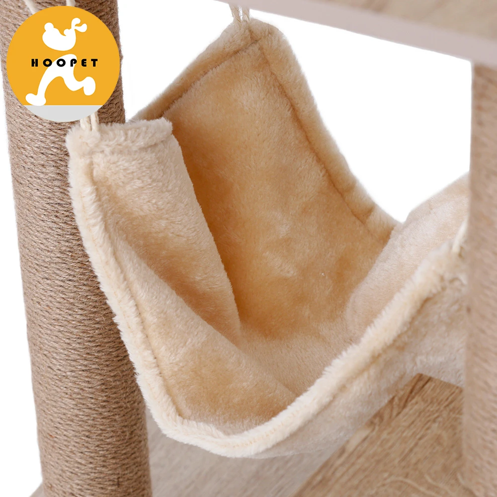 Natural Paradise Cat Furniture Wooden Cat Tree Pet Toys With Hammock
