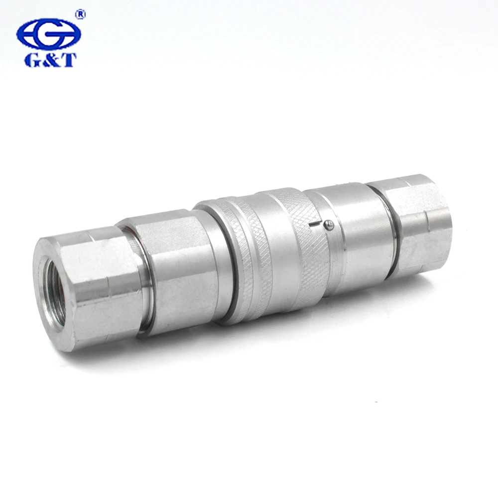 1/2 inch BSP NPT 5000 PSI carbon steel ISO 16028 flat face hydraulic quick coupler for skid steer snow blower and tractor