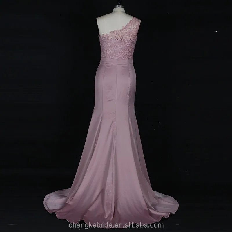 
New Designs Bridesmaid Dresses Wedding Party Mermaid Rusty Pink One Shoulder Floral Bridesmaid Dress Tube China Manufacture 2018 