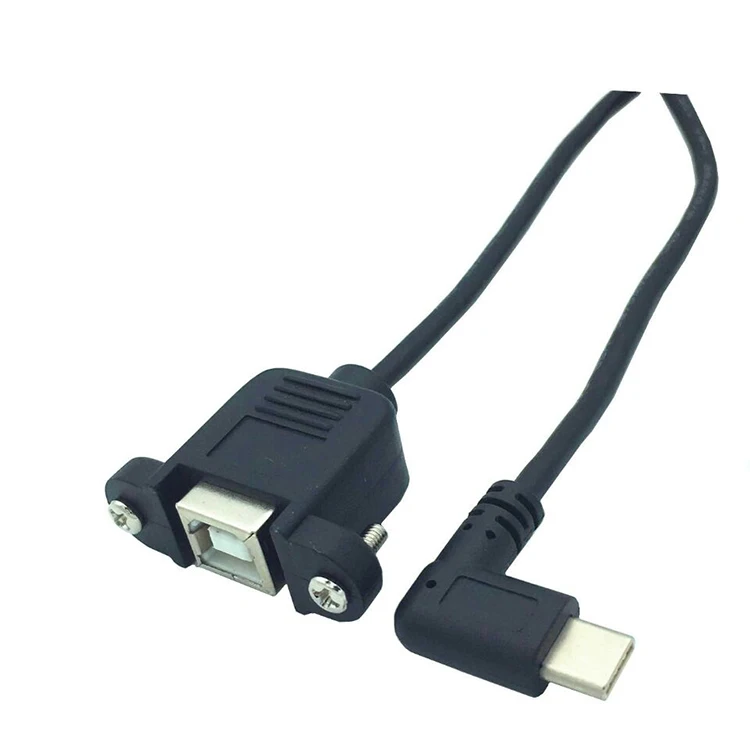 
Custom Made USB 2.0 B Screws Panel Mount Female Socket to Right Angle Type-c Male Extension Printer Panel Mount Cable 