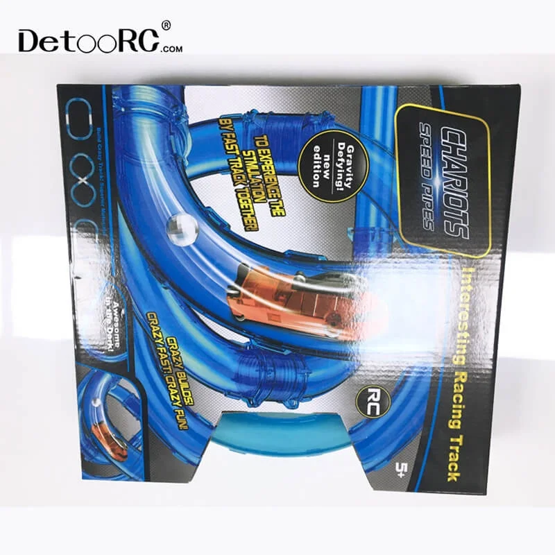 Detoo Chariots toy tube track high speed rc toys with ball children playing set railway slot cars pipe track toys