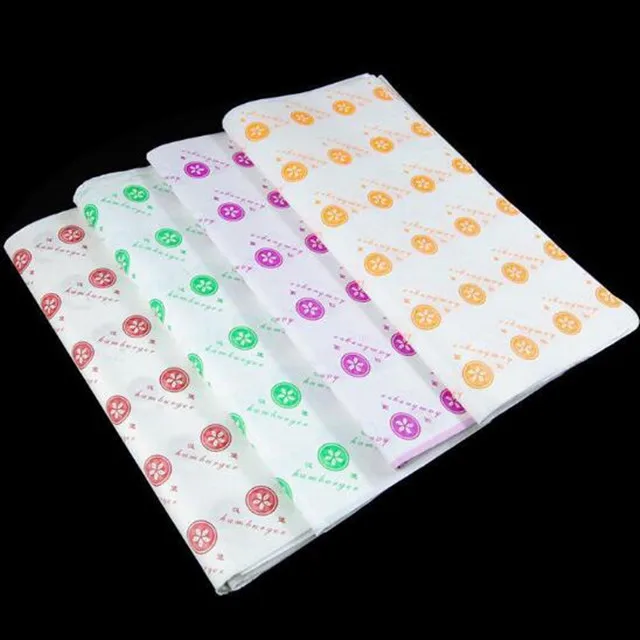 
Custom printed food wrapping paper greaseproof sandwich burger wrapper 
