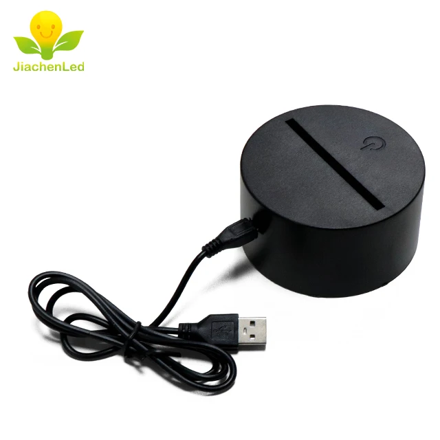 ABS Black Remote Battery Powered Usb Led Base 3D Illusion Round Led Light Display Base For Acrylic Table lamp