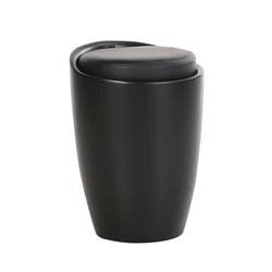 Black ABS plastic round base kids chair Ottoman Storage bin for Laundry