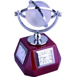 gifts office wooden decor globe table clock with temperature function