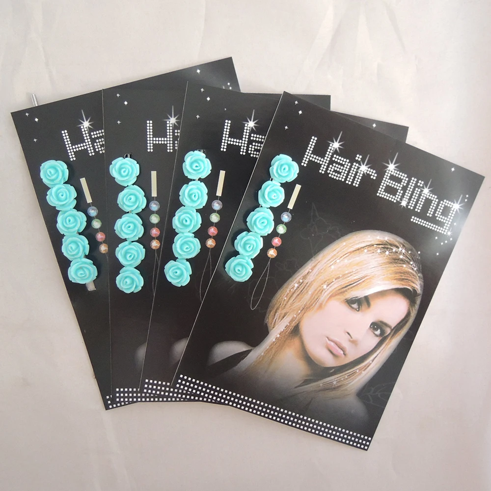 Hight Quality Hair Accessory hair bling crystal Resin Flower Hair Blings For Girls