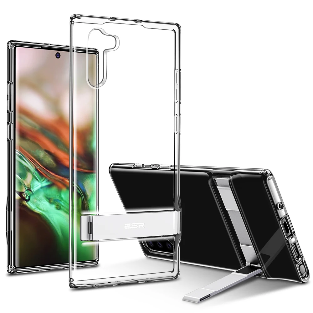 
ESR Military Grade Metal Kickstand Case Soft TPU Bumper Transparent Cover Case for samsung galaxy note 10 