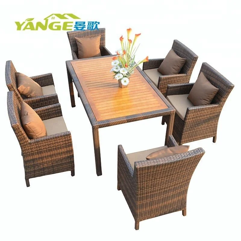6+1 alibaba outdoor rattan dining table furniture set