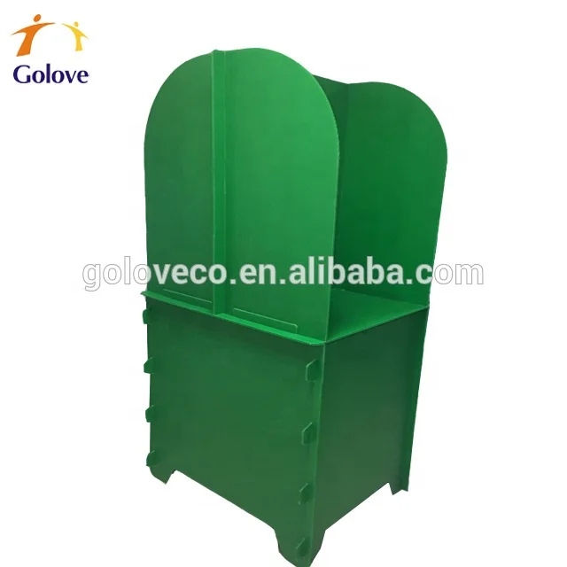 Corrugated plastic polling station booth for Chad election 2021