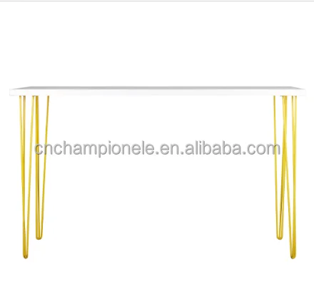Hairpin long high bar white top, wooden top bar table